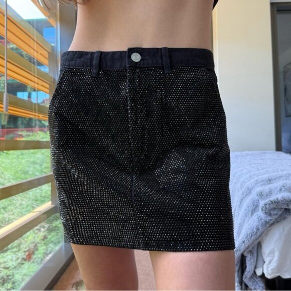Frame Black Rhinestone Mini Skirt - Picture 2 of 6